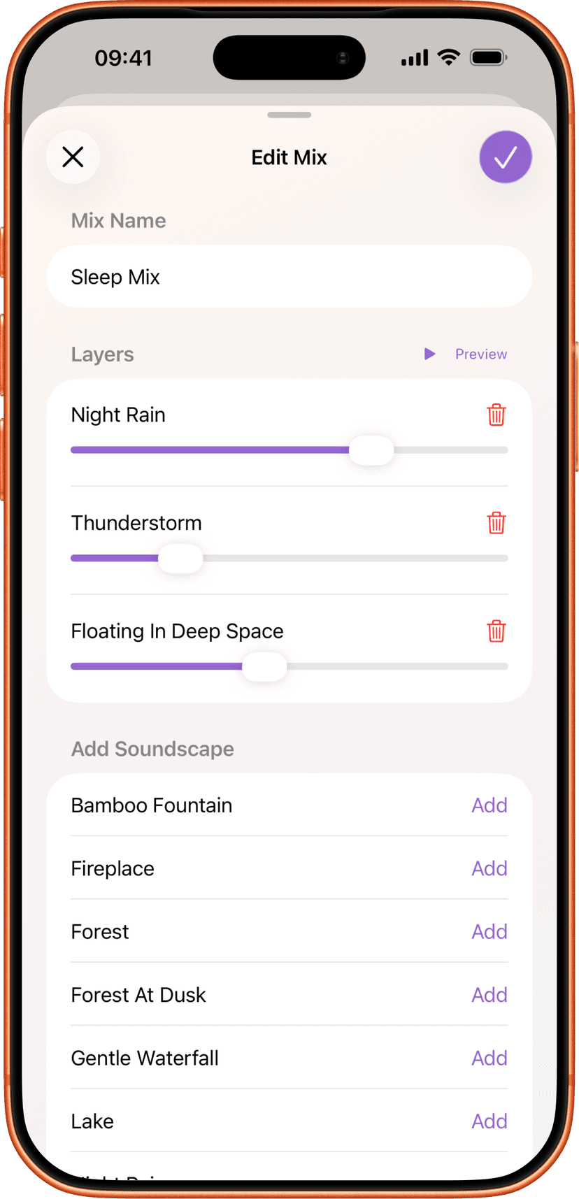 Aura sleep soundscape list